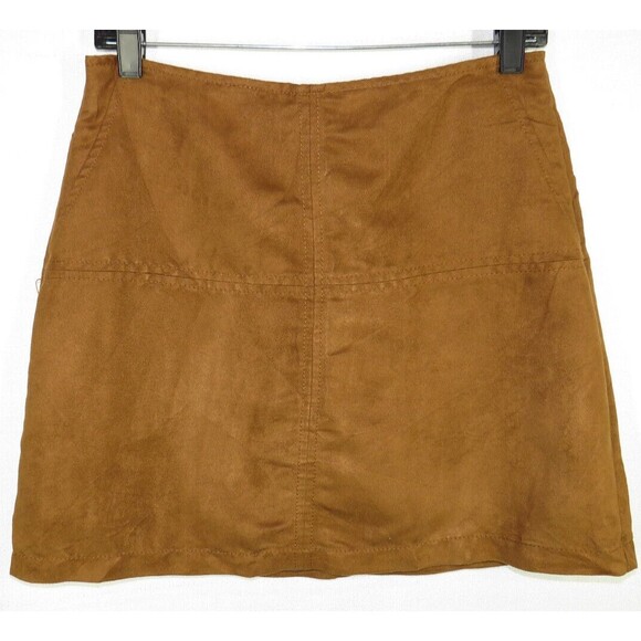 Sanctuary Women's Cognac Faux Suede Mini Skirt Size Small - Picture 6 of 9